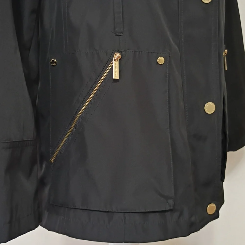 Michael Michael Kors Black Full Zip Hooded Moto Jacket Size L